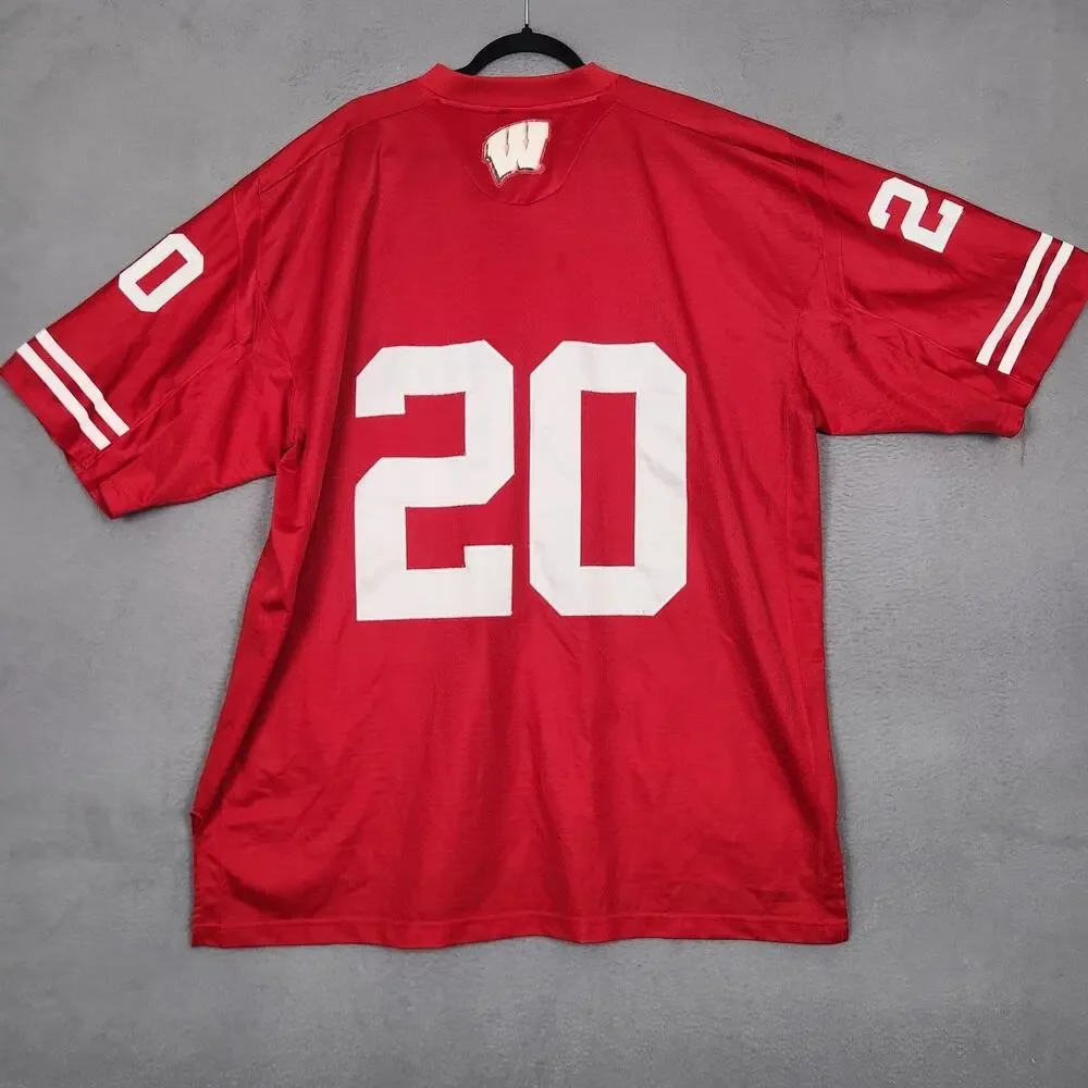 Wisconsin Badgers Jersey Mens 2XL Red Mesh NCAA Football Adidas Number 20
